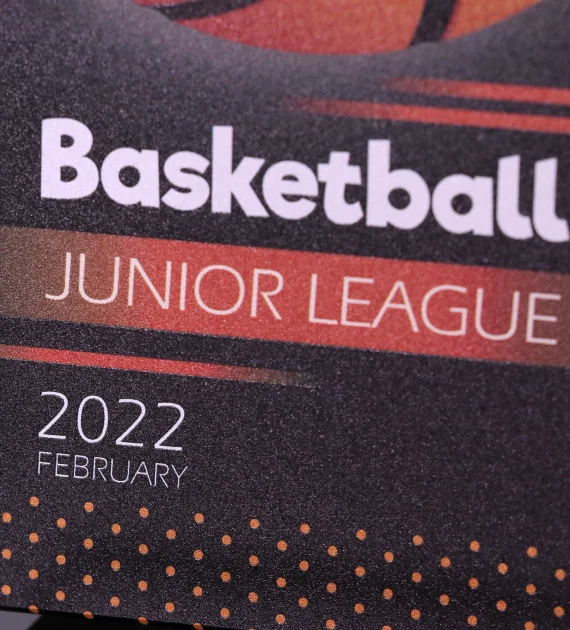 Statuetka Basketball Junior League to niewielkich rozmiarów nagroda z wyrazistymi kolorami - detal dół