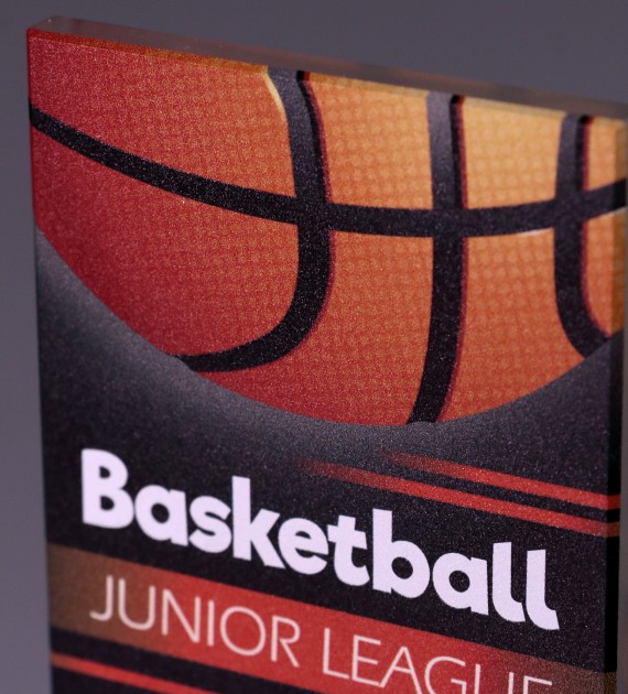 Statuetka Basketball Junior League to niewielkich rozmiarów nagroda z wyrazistymi kolorami - detal