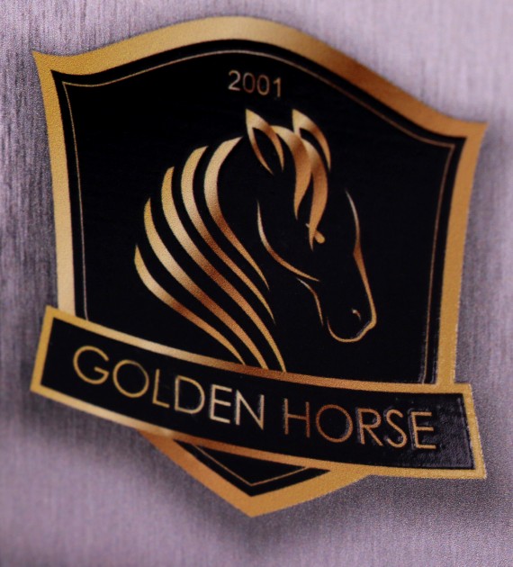 Statuetka Golden Horse to nadrukowane szkło umieszczone na marmurowej podstawie - detal