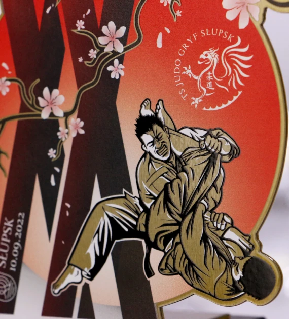 Statuetka na Międzynarodowy Turniej Judo wycinana laserowo z japońskim motywem - detal 2