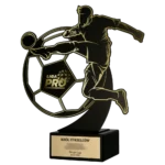 Statuetka Czarno - Złota w Kształcie Piłki i Piłkarza Kopiącego Piłkę na Pro Liga